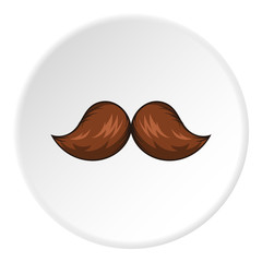 Moustache icon in cartoon style isolated on white circle background. Facial symbol vector illustration