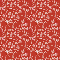 Vector seamless pattern with random skulls.