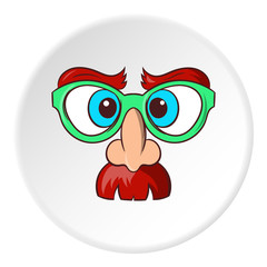 Face of magician icon in cartoon style isolated on white circle background. Holiday symbol vector illustration
