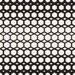Vector Seamless Black And White Hexagon Grid Geometric Pattern