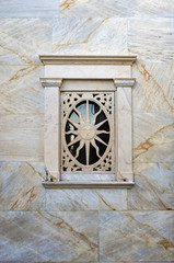 Architectural detail of a Catholic church in Ermoupolis, Syros island, Cyclades, Greece