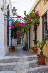 Fototapeta na wymiar Street in Ermoupolis, Syros island, Cyclades, Greece 