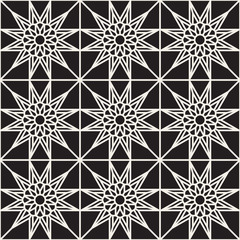 Vector Seamless Black and White Lace Ornamental Pattern