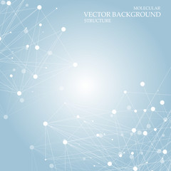 Fototapeta premium Structure molecule and communication Dna, atom, neurons. Science concept for your design. Connected lines with dots. Medical, technology, chemistry, science background. Vector illustration.