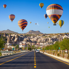 Hot air balloons near Goreme, Cappadocia, Turkey