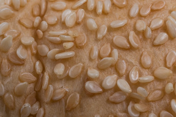 Macro close up of sesame seed bread