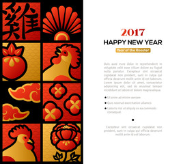 Chinese New Year Banner with Holiday Symbols