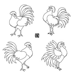 Set of Chinese 2017 New Year Roosters