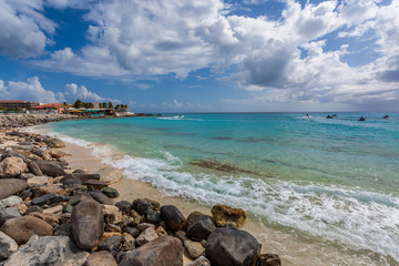 Maho Beach in Sint Maarten Island, Caribbean