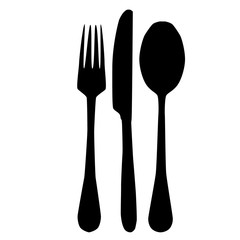 fork and knife and spoon silhouette set vector illustration