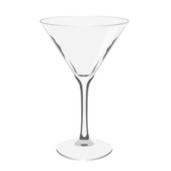 empty transparent martini glass realistic isolated vector illustration