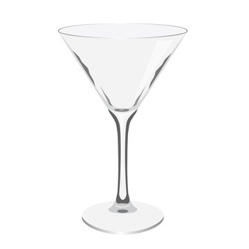 empty transparent martini glass realistic isolated vector illustration