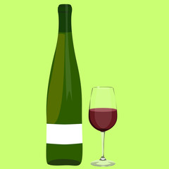 winebottle ang glass with wine vector illustration