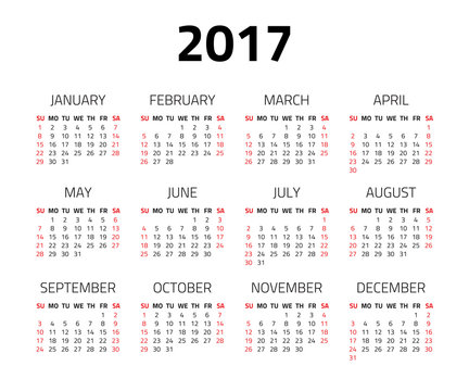 Calendar 2017 year