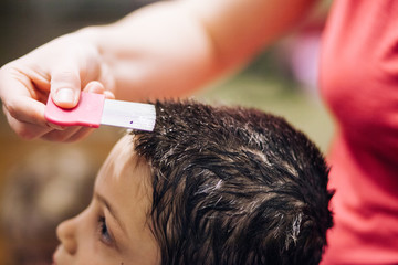 Picking nits and lice