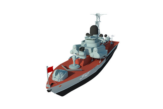 Barco de guerra 3d, ilustración