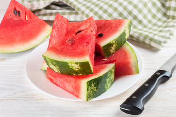 watermelon slices on the plate