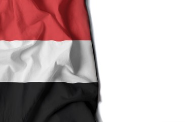 yemen wrinkled flag, space for text