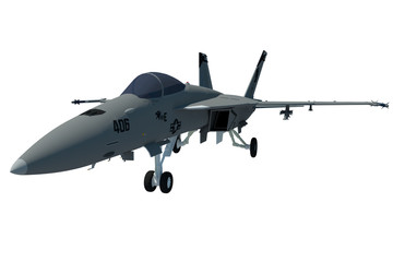 Caza avión f18 perspectiva 3d aislado