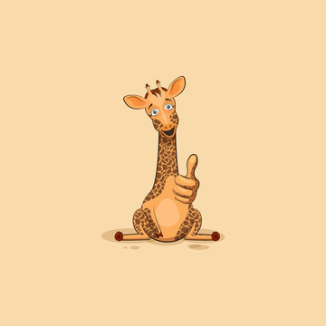 Emoji character cartoon Giraffe approves with thumb up