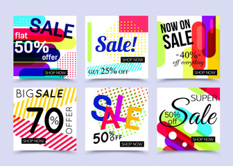 Collection of sale website banner templates. Vector illustrations for marketing, online shopping, mobile banner, advertising poster, ads, mailings and seasonal sales.