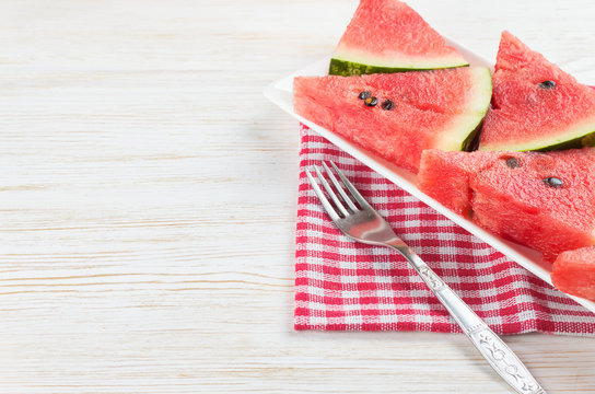 watermelon slices on the plate