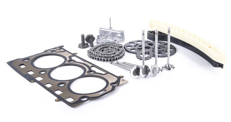 Engine gasket with different engine parts