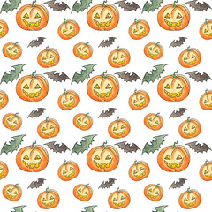 Art watercolor seamless halloween background