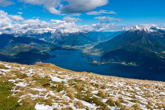 The view from monte Bregano ridge above the lake Como, Italy 