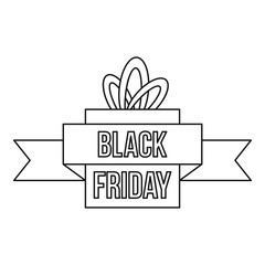 Black friday ribbon icon in outline style on a white background vector illustration
