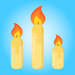 Merry christmas candles simple color flat icon
