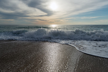Fototapeta na wymiar Beating of waves, Greece