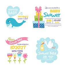 Baby shower invitation vector card