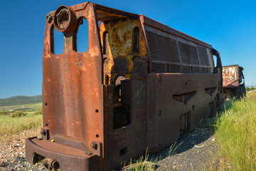 Vieja locomotora, minería de interior, Puertollano, Ciudad Real