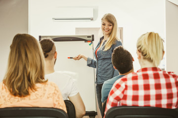 Students and teacher in classroom