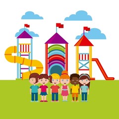Obraz na płótnie Canvas beautiful children playground with kids playing vector illustration design