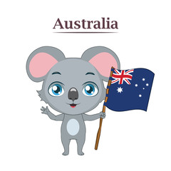 National animal koala with Australian flag