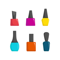 Nail polish colorful jars, beauty salon cartoon vector illustration