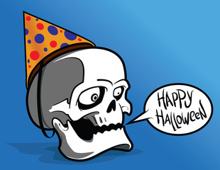 Halloween illustration with skull. Greeting card.