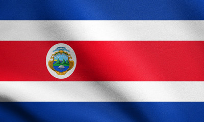 Flag of Costa Rica waving with fabric texture
