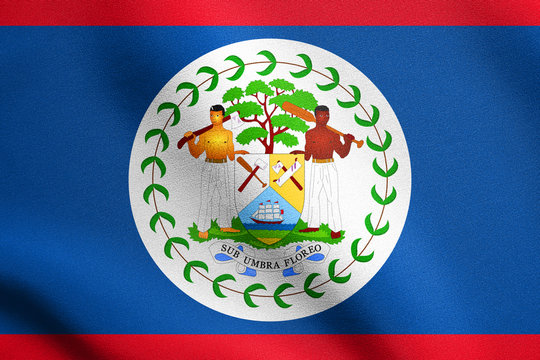 Flag of Belize waving with fabric texture
