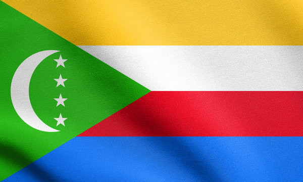 Flag of Comoros waving with fabric texture