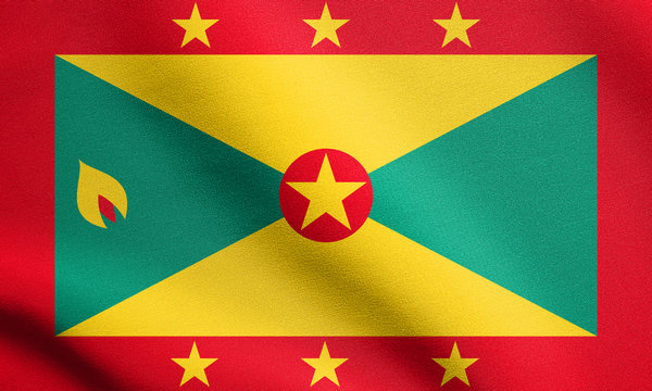 Flag of Grenada waving with fabric texture