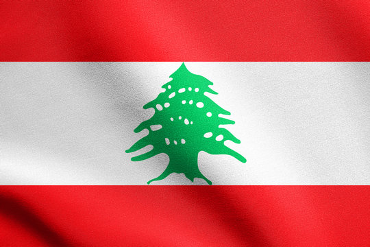 Flag of Lebanon waving with fabric texture