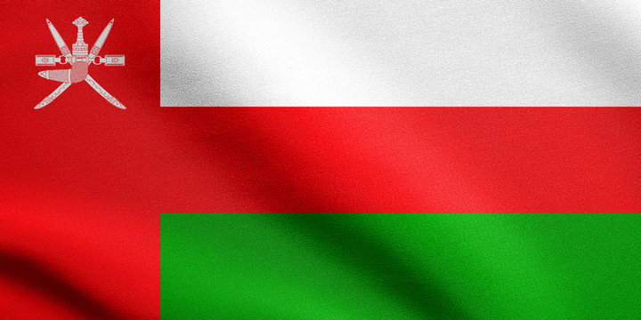 Flag of Oman waving with fabric texture