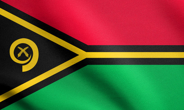 Flag of Vanuatu waving with fabric texture