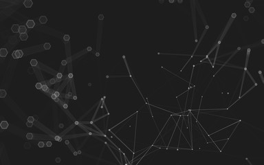 Abstract polygonal space low poly dark background, 3d rendering