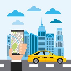 taxi service public transport app technology vector illustration design