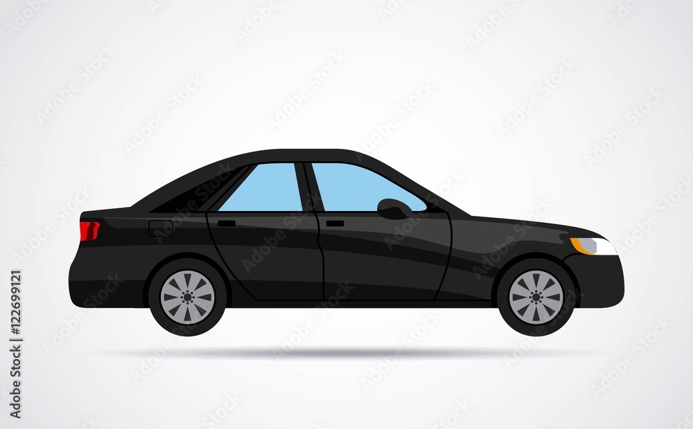 Wall mural car vehicle black isolated vector illustration design