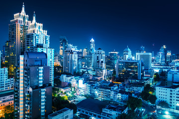 Builgings of the city of Bangkok at night